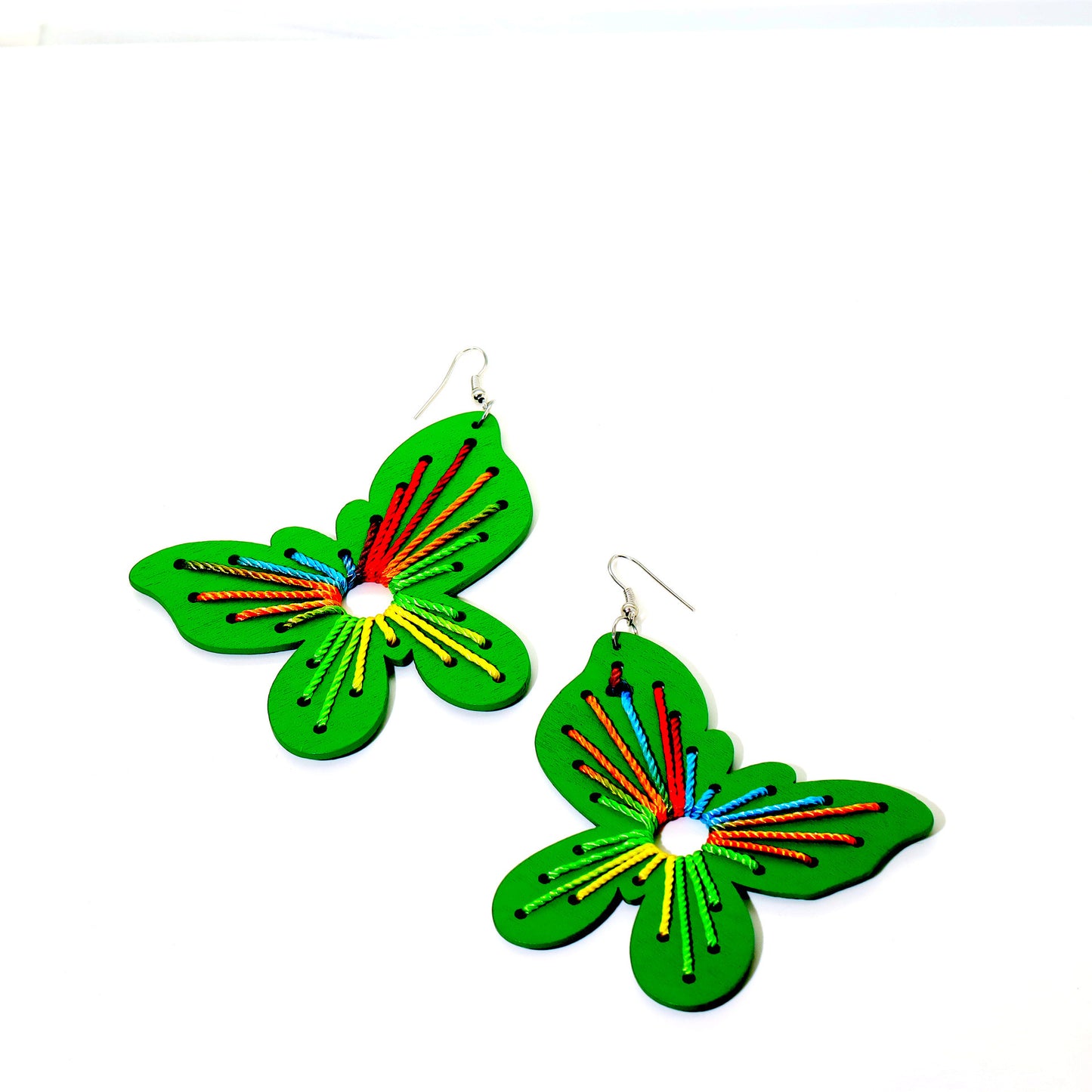 Acrylic green butterfly earrings MIC-FeiF004