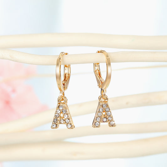 Alloy English Letter Earrings (Minimo de Compra 5) MIC-JueJ025