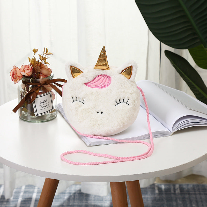 Plush cartoon unicorn messenger shoulder bag(Minimo de compra 5) MIC-SaiM005