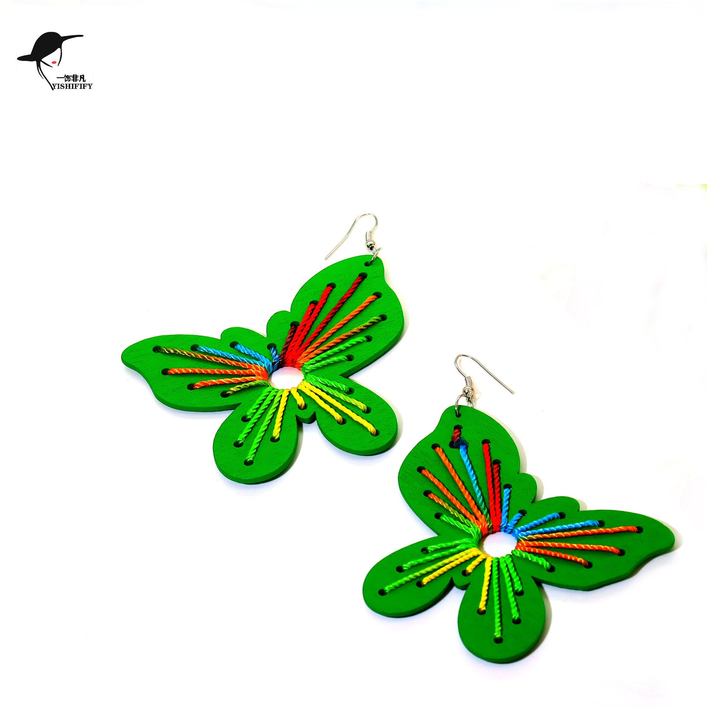 Acrylic green butterfly earrings MIC-FeiF004