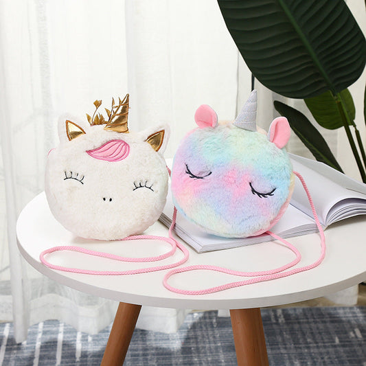 Plush cartoon unicorn messenger shoulder bag(Minimo de compra 5) MIC-SaiM005