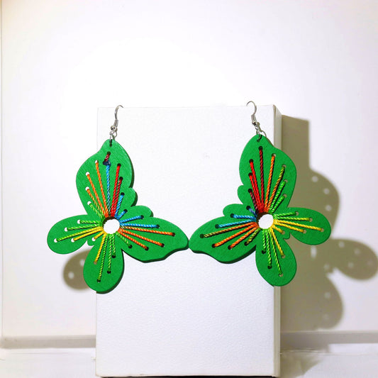 Acrylic green butterfly earrings MIC-FeiF004