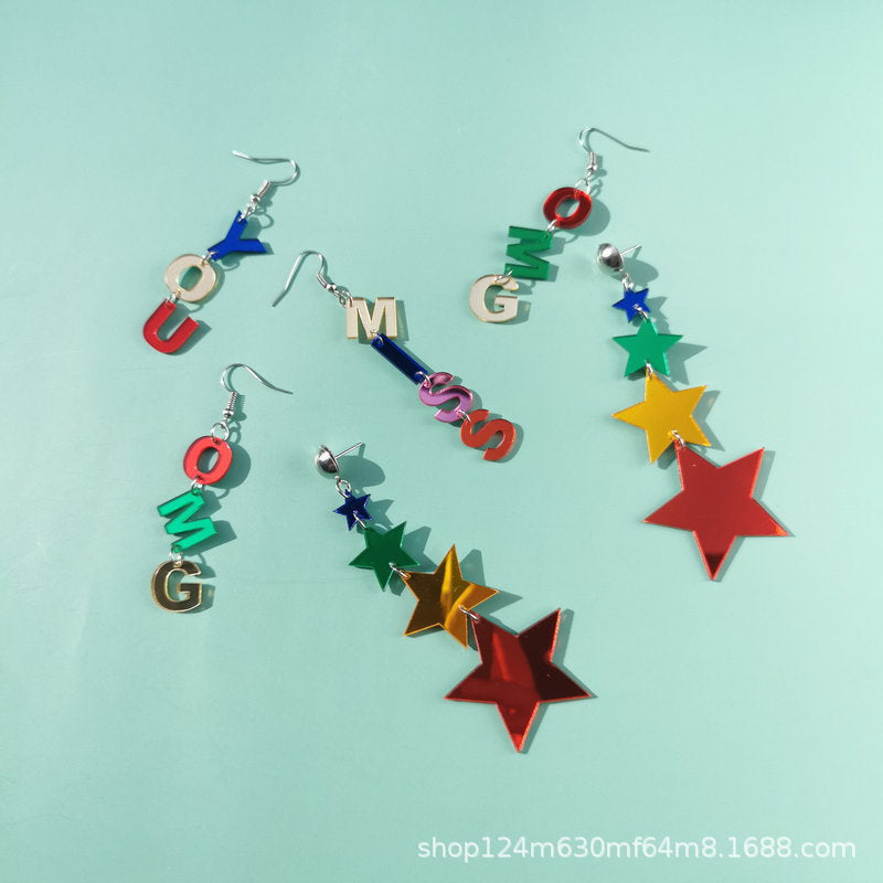 Acrylic Colorful Love Star Earrings (Minimo de Compra 2) MIC-OuG028