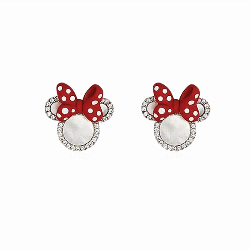 red bow cartoon diamond alloy earrings Xings002