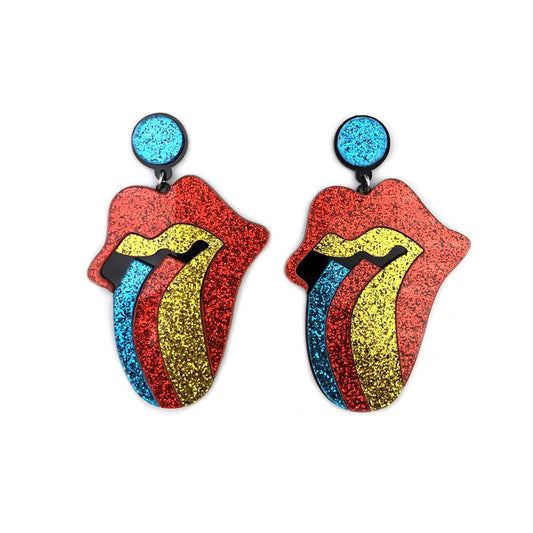 Acrylic Exaggerated Glitter Color Big Mouth Earrings Minimo de compra 2 qiuge003