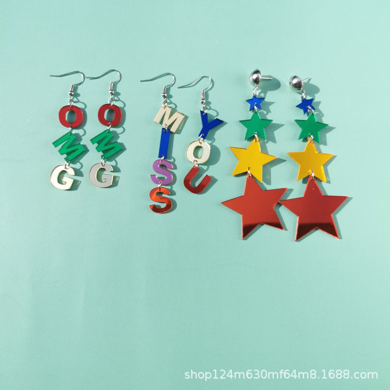 Acrylic Colorful Love Star Earrings (Minimo de Compra 2) MIC-OuG028