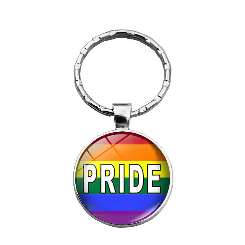 rainbow flowers gay pride keychain pendant LGBT MIC-XuS025