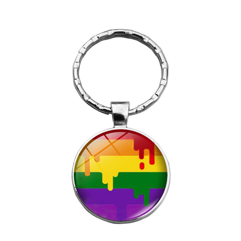 rainbow flowers gay pride keychain pendant LGBT MIC-XuS025