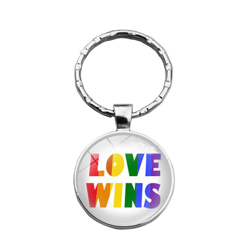 rainbow flowers gay pride keychain pendant LGBT MIC-XuS025