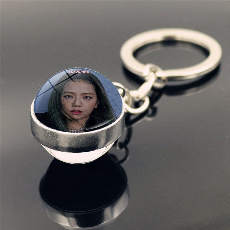 Alloy Blackpink Double sided Glass Ball Keychain MYA-ShuS012