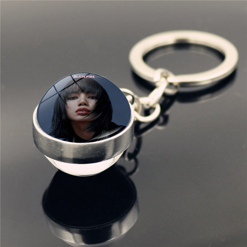 Alloy Blackpink Double sided Glass Ball Keychain MYA-ShuS012