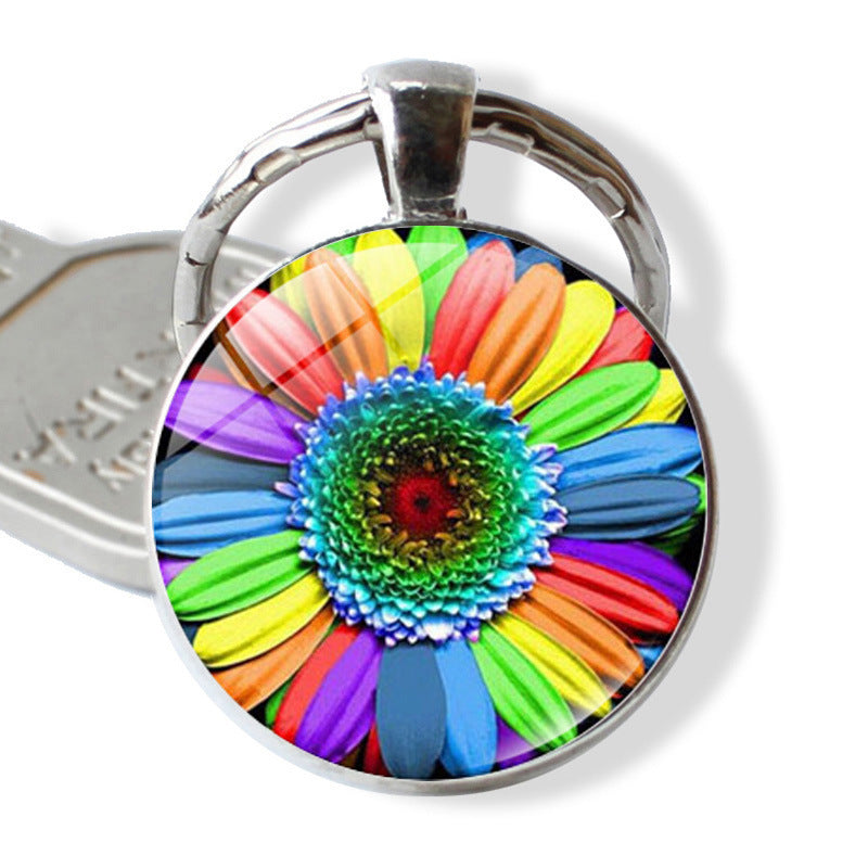 rainbow flowers gay pride keychain pendant LGBT MIC-XuS025