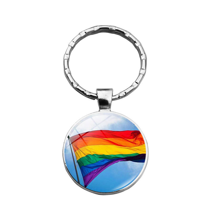 rainbow flowers gay pride keychain pendant LGBT MIC-XuS025