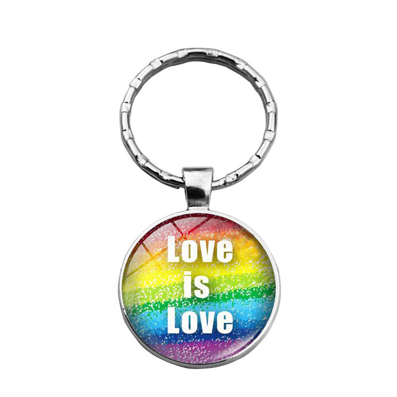 rainbow flowers gay pride keychain pendant LGBT MIC-XuS025