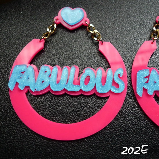 Acrylic English Letter Peach Heart Earrings MIC-NingD034