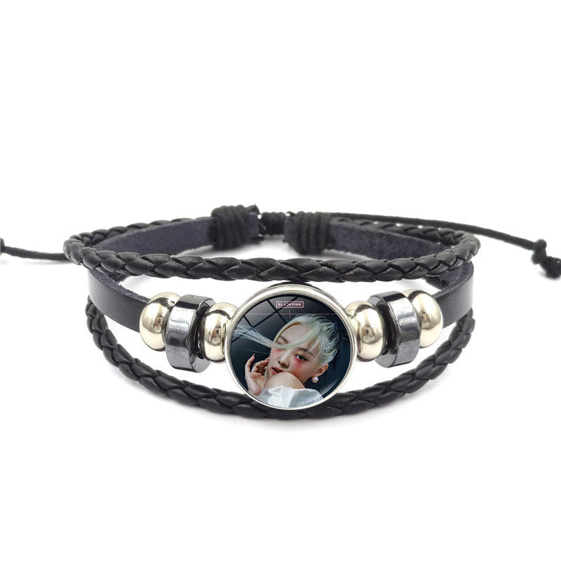 Alloy BLACKPINK woven leather bracelet MYA-ShuS003