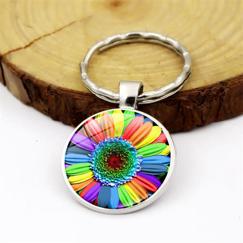 rainbow flowers gay pride keychain pendant LGBT MIC-XuS025