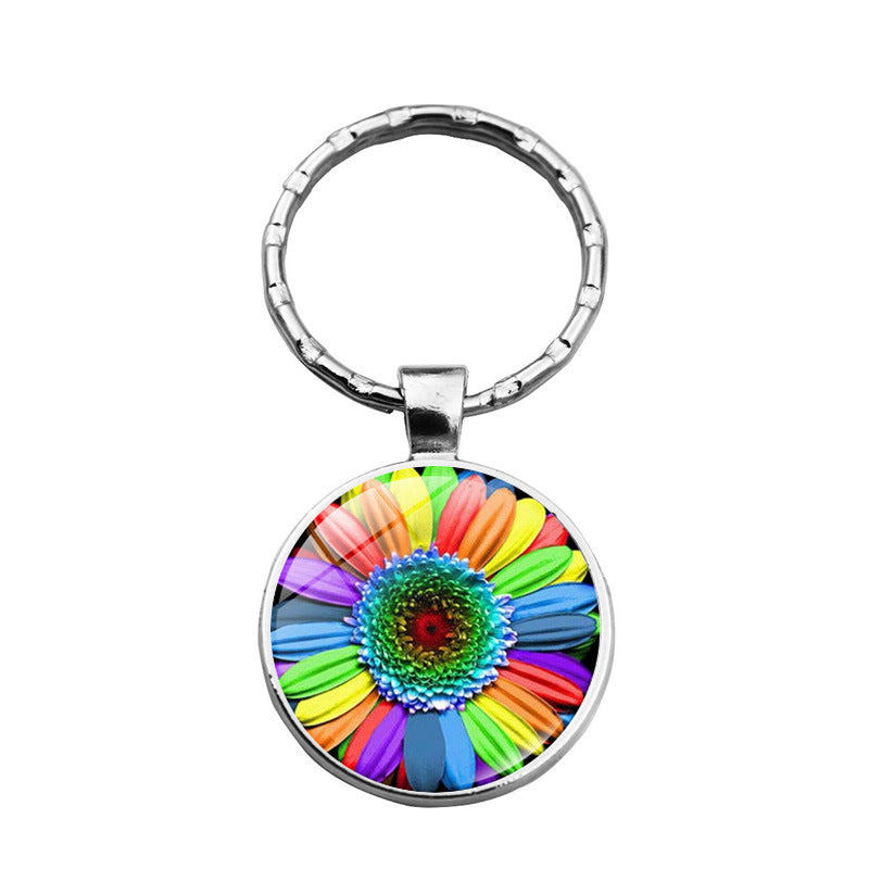 rainbow flowers gay pride keychain pendant LGBT MIC-XuS025