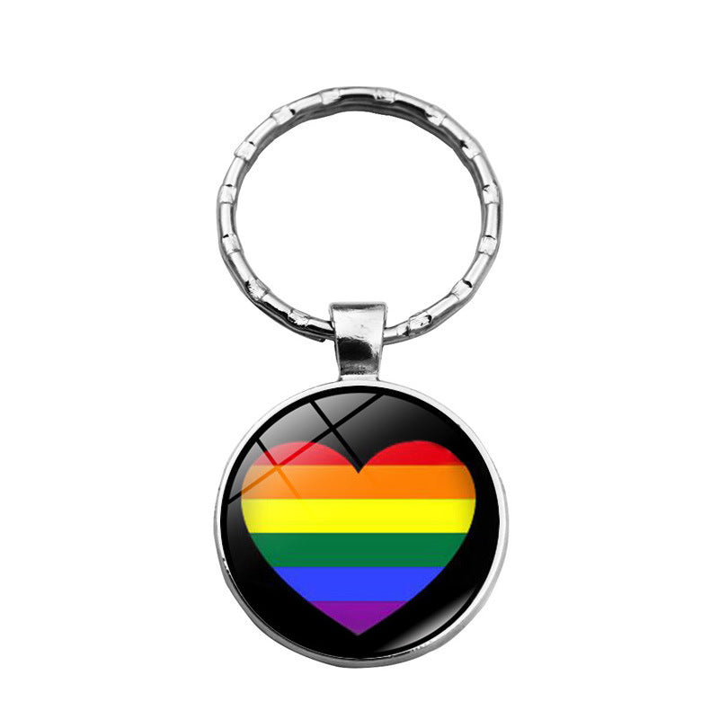 rainbow flowers gay pride keychain pendant LGBT MIC-XuS025