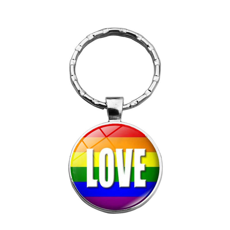 rainbow flowers gay pride keychain pendant LGBT MIC-XuS025