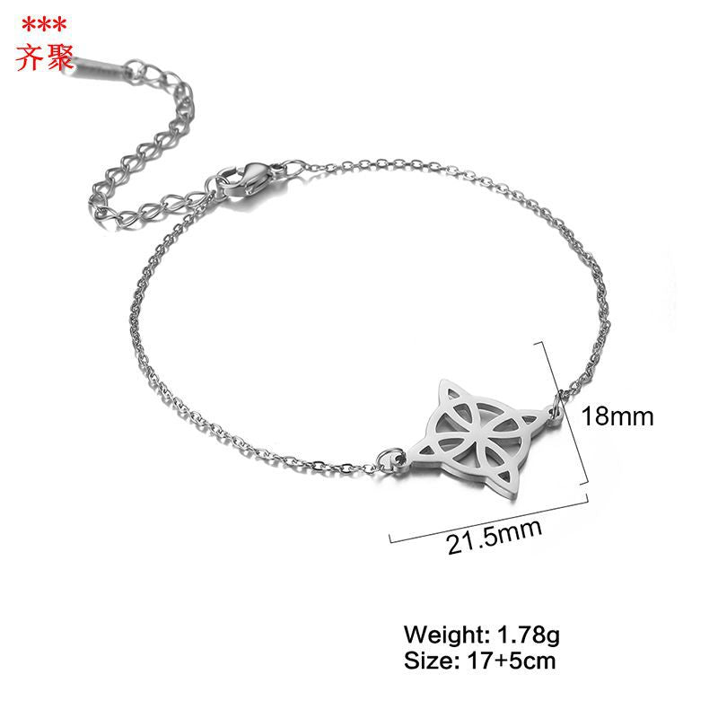 Bracelet Stainless Steel Openwork Flower Adjustable QiJu002