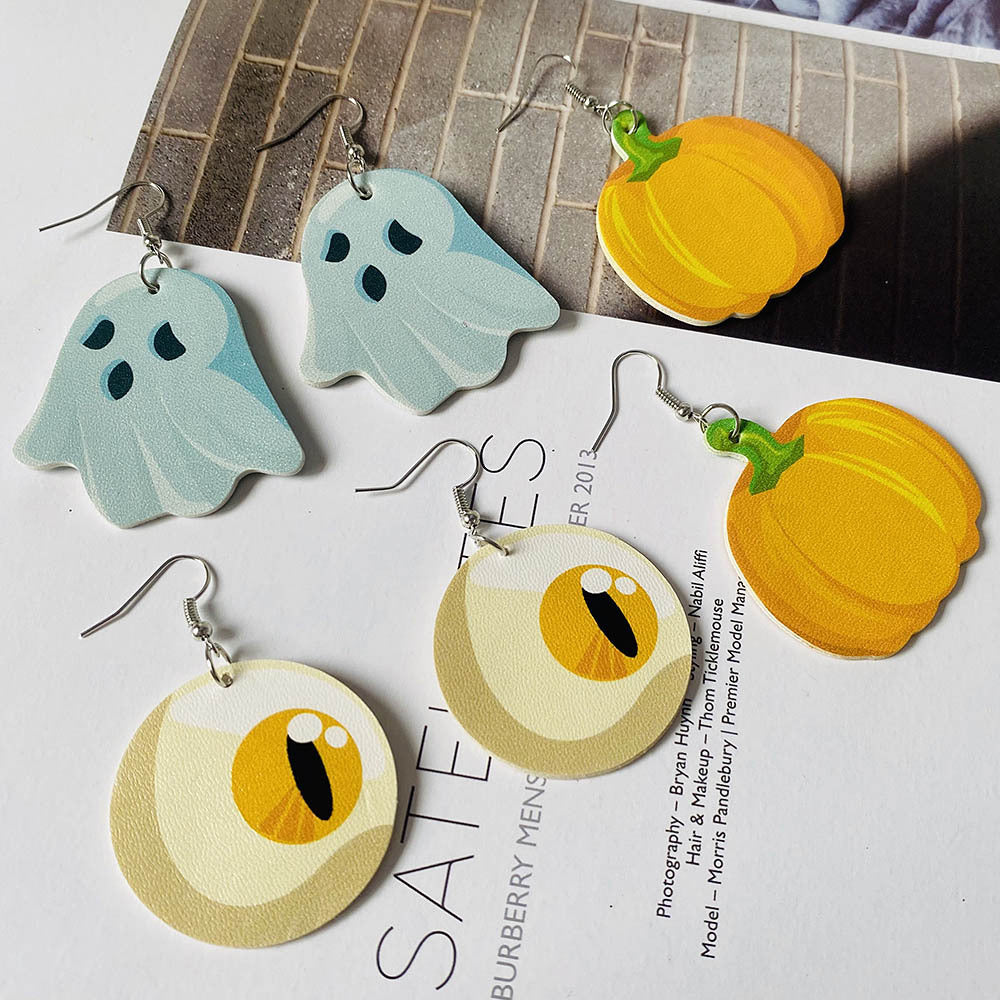 Acrylic Halloween pumpkin lantern double-sided earrings (Minimo de Compra 2) MIC-ChenY014