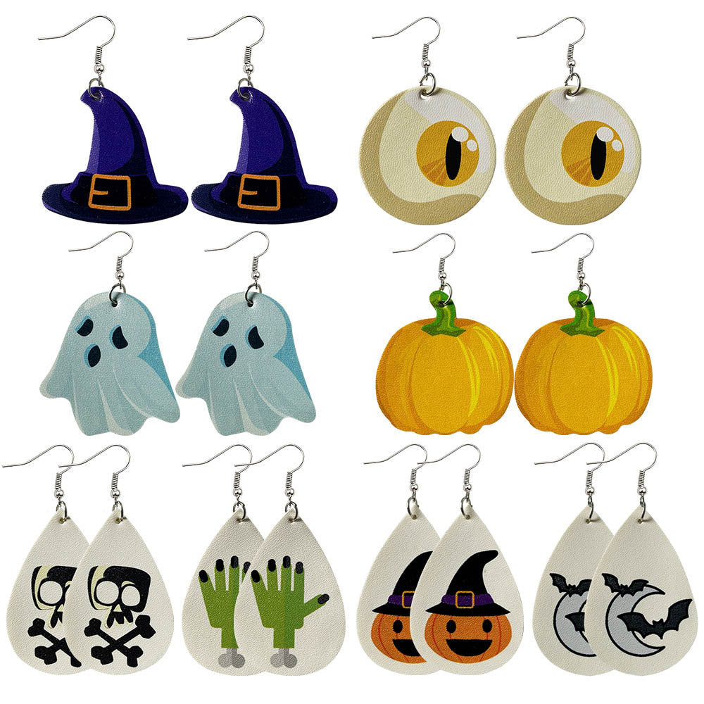 Acrylic Halloween pumpkin lantern double-sided earrings (Minimo de Compra 2) MIC-ChenY014