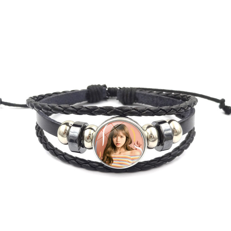 Alloy BLACKPINK woven leather bracelet MYA-ShuS005