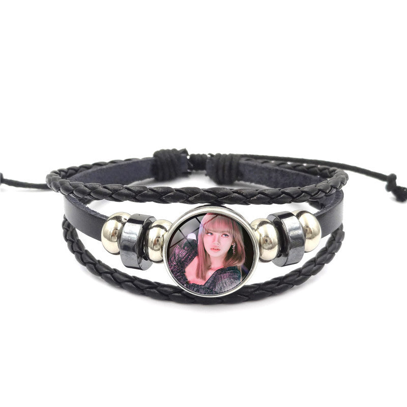 Alloy BLACKPINK woven leather bracelet MYA-ShuS005