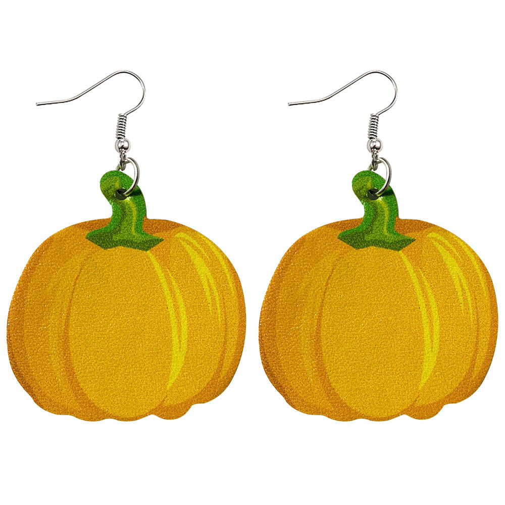 Acrylic Halloween pumpkin lantern double-sided earrings (Minimo de Compra 2) MIC-ChenY014