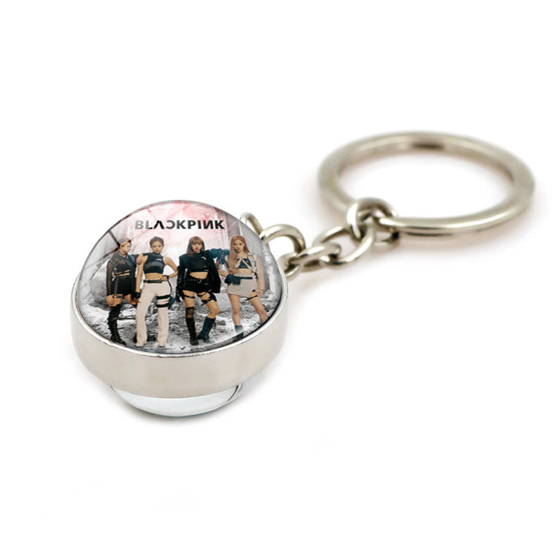 Alloy Blackpink Double sided Glass Ball Keychain MIC-ShuS008