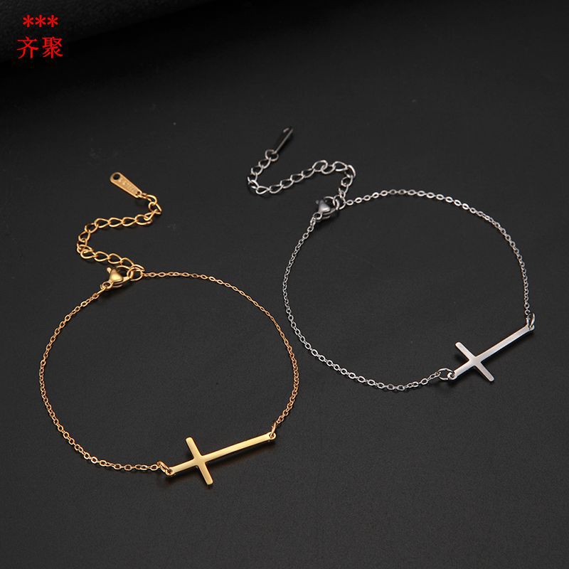 Bracelet Stainless Steel Simple Smooth Cross QiJu004