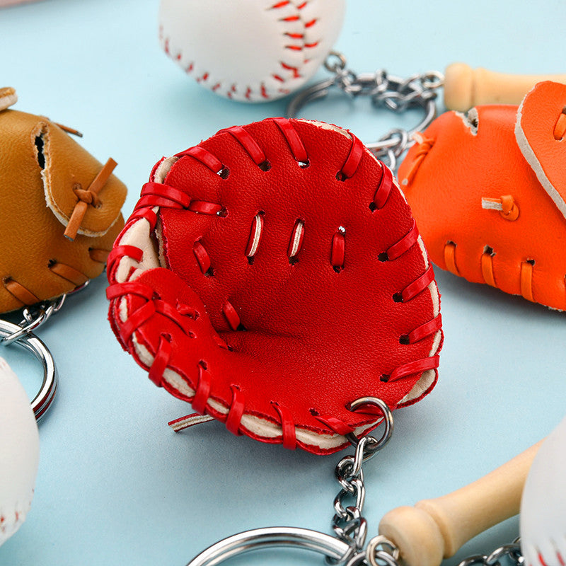 Keychains PU Wood Hardware Baseball 3pcs MIC-YPin034