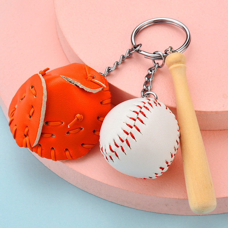 Keychains PU Wood Hardware Baseball 3pcs MIC-YPin034