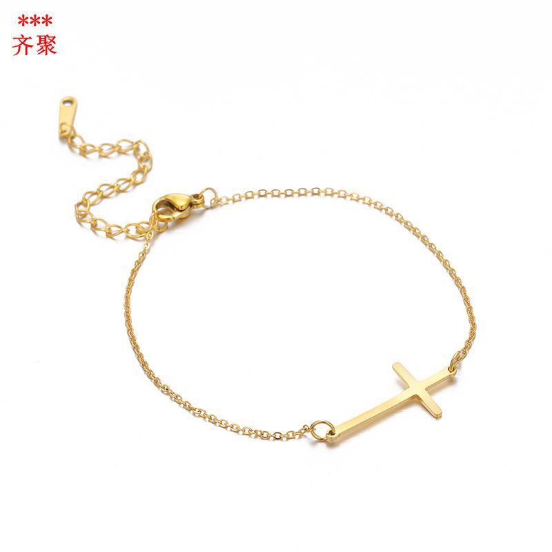 Bracelet Stainless Steel Simple Smooth Cross QiJu004