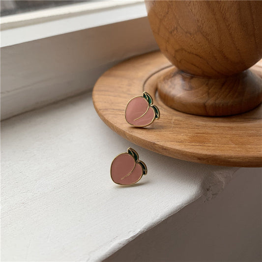 925 Silver Needle Peach Cherry Pineapple Stud Earrings MIC-XiM001