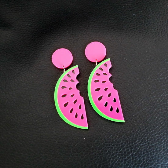 Acrylic Rose Red Summer Watermelon Earrings MIC-NingD047