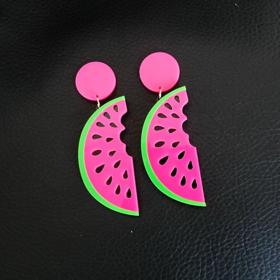 Acrylic Rose Red Summer Watermelon Earrings MIC-NingD047