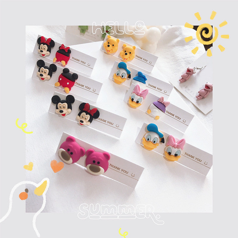 Resin Earrings Cute Cartoon Asymmetrical (M) MIC-shier008