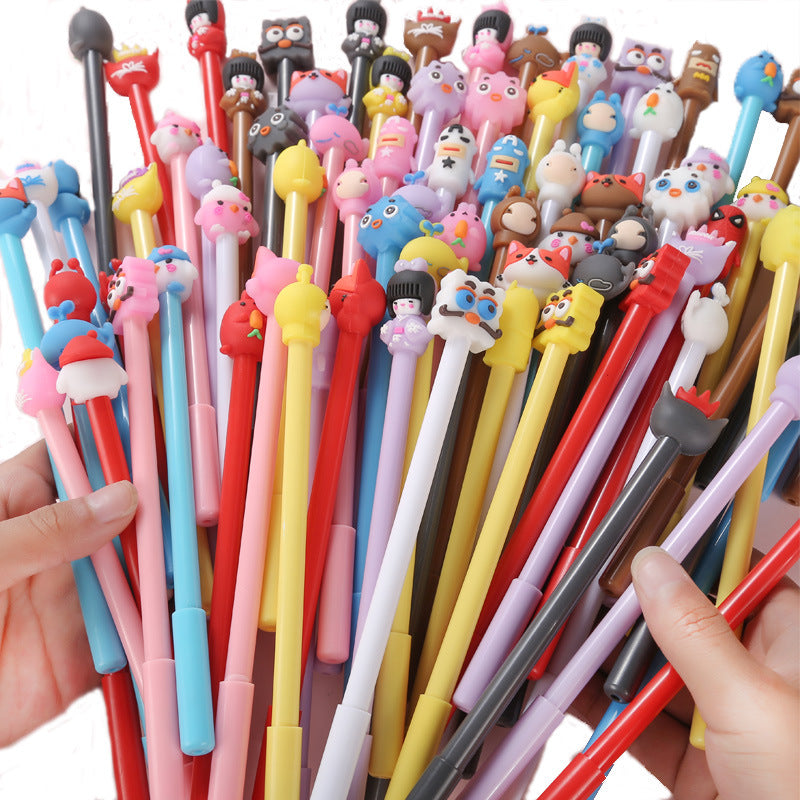 cute cartoon pen dull cute soft rubber head student neutral pen HWJ003