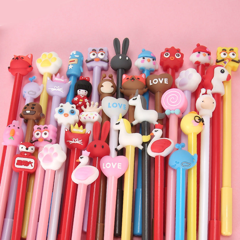 cute cartoon pen dull cute soft rubber head student neutral pen HWJ003