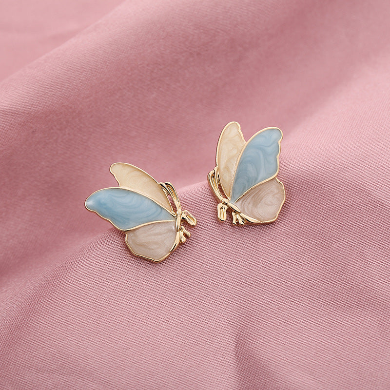 Alloy blue butterfly earringsMIC-LSY030