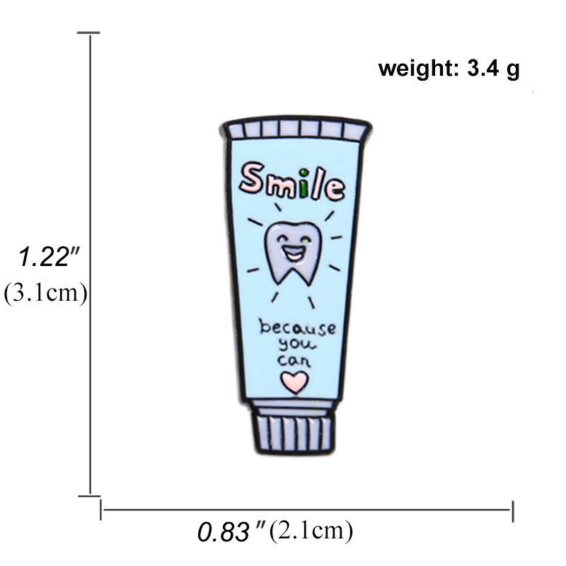 Alloy cartoon toothpaste, toothbrush, brooch (Minimo de Compra 2) MIC-BaiF014