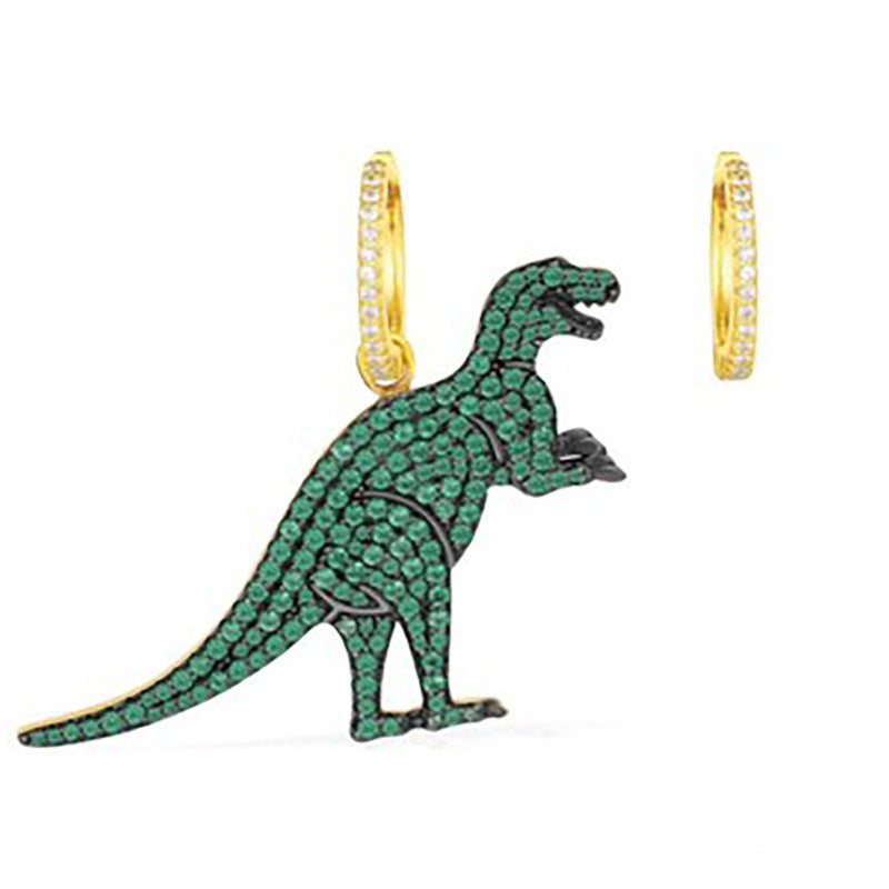 Acrylic Rhinestone Green Dinosaur Earrings (Minimo de Compra 12) MIC-QiuS008