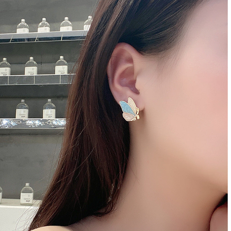 Alloy blue butterfly earringsMIC-LSY030