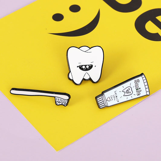 Alloy cartoon toothpaste, toothbrush, brooch (Minimo de Compra 2) MIC-BaiF014