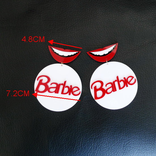 Acrylic Big Mouth Barbie Earrings MIC-NingD023