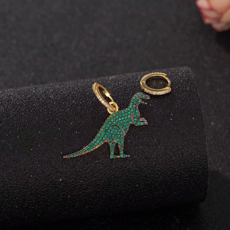 Acrylic Rhinestone Green Dinosaur Earrings (Minimo de Compra 12) MIC-QiuS008