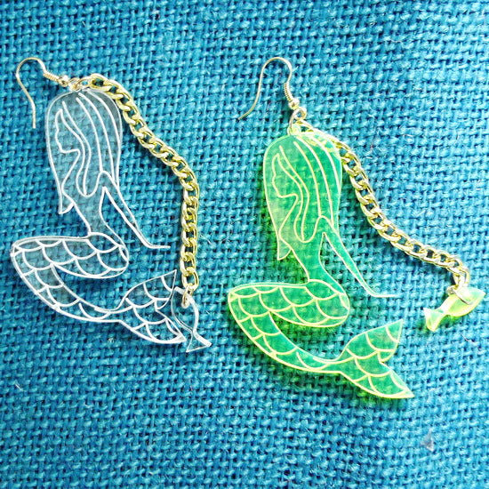 Acrylic mermaid shaped earrings MYA-NingD019