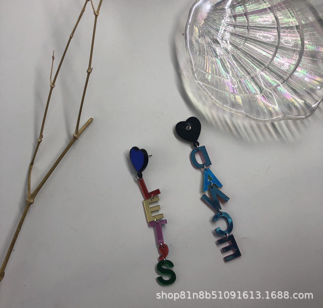 Acrylic Mirror Letter Pentagon Earrings MIC-ChiC021